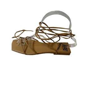 Jeffrey Campbell Lace Up Square Toe‎ Sandals Women's Size 5.5 Tan